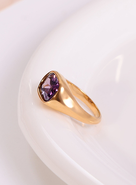 钛钢戒指 重工精致紫色戒指女设计感个性百搭指环食指戒不掉色