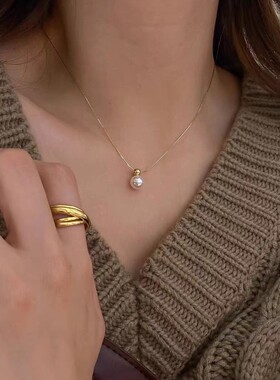 钛钢 十三行韩国老板娘同款珠珠项链女小众ins简约气质锁骨链不褪