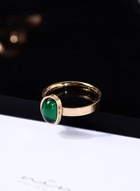 钛钢戒指 独特绿色戒指女复古气质精致高级食指环轻奢小众首饰