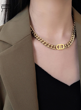钛钢项链 欧美夸张项链女ins锁骨链小众设计网红粗链条choker颈链