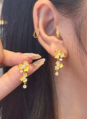 铜合金耳饰 气质精致时尚鸢尾花耳钉女高级感复古轻奢耳环耳饰品