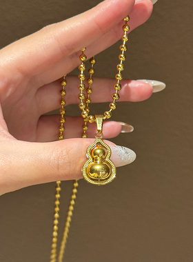 钛钢项链 气质长款葫芦项链女小众设计简约高级福禄毛衣链配饰品