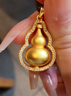 铜合金项链 可转动福禄葫芦项链女黑色编织绳新中式经典百搭配饰