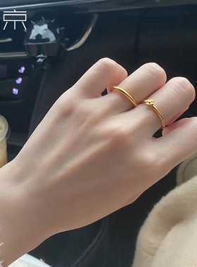 钛钢 光面素圈实心戒指男女情侣指环不掉色素戒子配饰