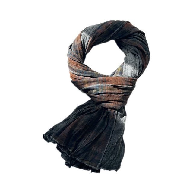 Autumn and winter patchwork plaid Japanese retro men's scarf
