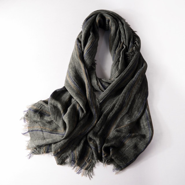 Japanese retro cotton and linen scarf, versatile for men and women