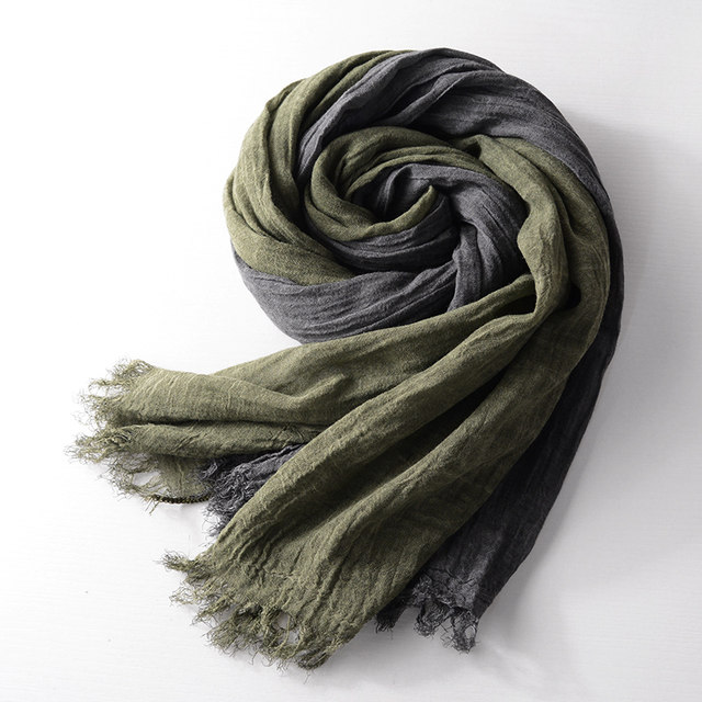 Fashionable Japanese personalized color matching cotton and linen men's scarf