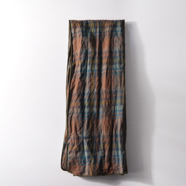 Japanese plaid cotton and linen scarf for men in autumn and winter
