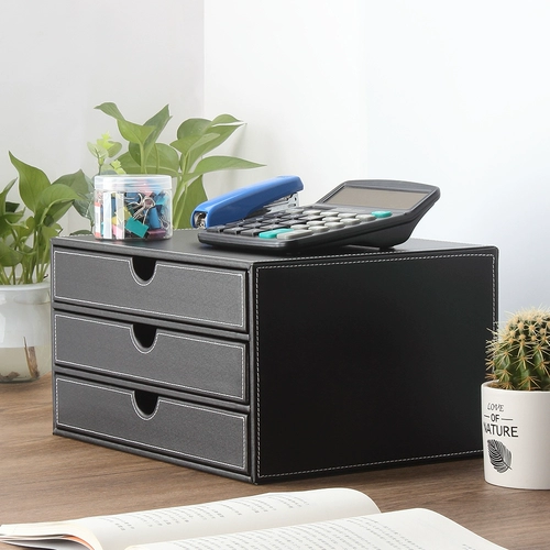 Деловой кожаный настольный столик горизонтальный ящик с тремя, торгующими файловым шкаф
