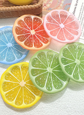 夜光仿真柠檬橙盘子创意diy树脂饰品配件钥匙扣挂件冰箱手工材料