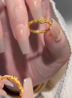 18k金色镂空小葫芦戒指