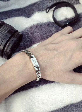 欧美粗款古巴男士手链痞帅朋克风古巴链编织光身马鞭链嘻哈手饰