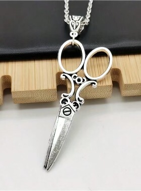 朋克复古银色大剪刀吊坠项链女式哥特式项链时尚发型师珠宝礼物新
