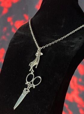 朋克复古银色大剪刀吊坠项链女式哥特式项链时尚发型师珠宝礼物新