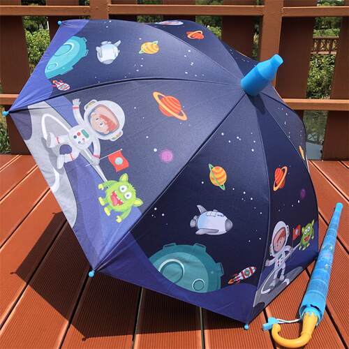 儿童雨伞卡通幼儿园宝宝男女机器人加厚小学生大号安全反光条雨伞 - 图2