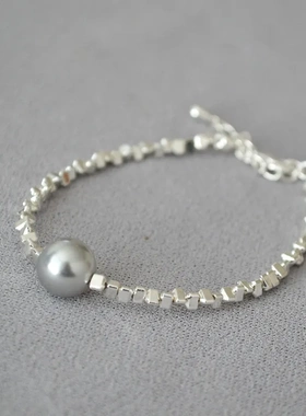 ins冷淡风双层珍珠银链