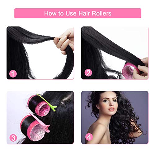 Jumbo Size Self Grip Hair Rollers Set  with Hairdressing Cur