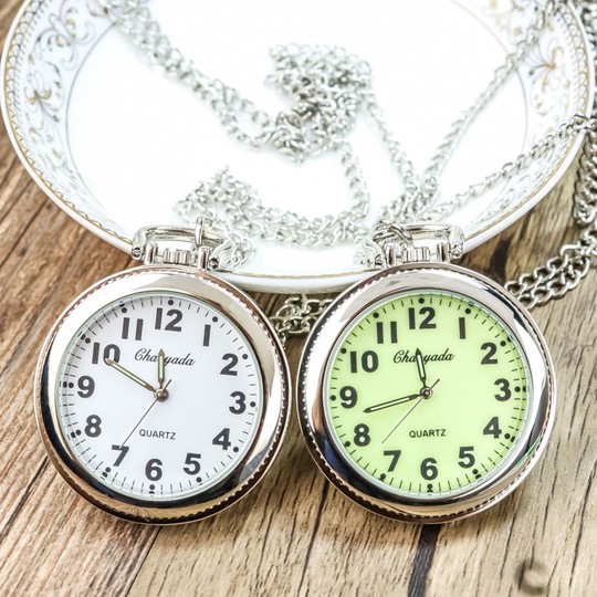 中老年人挂表清晰大数字男女项链夜光怀表中小学生静音考试用表