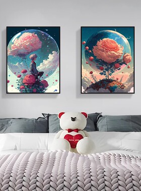 小王子玫瑰花数字油画diy手工画