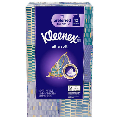 美国直邮Kleenex柔软抽纸巾婴儿3层85抽12方盒Ultra Soft Tissues - 图2