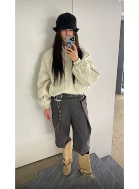 韩系废土复古做旧工装报童帽子女