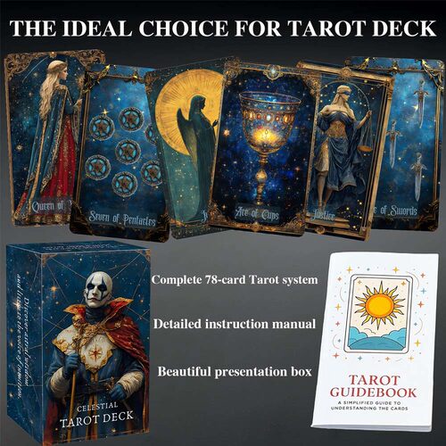 原创 蓝梦塔牌Celestial Tarot 天地盖12X7CM 78张 英文卡牌游戏 - 图0
