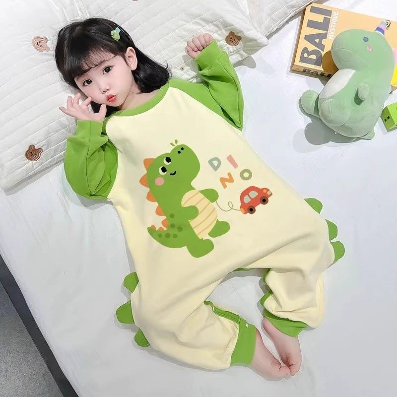 儿童连体睡衣秋冬德绒男童卡通家居服防着凉春季女孩宝宝保暖睡袋 - 图2
