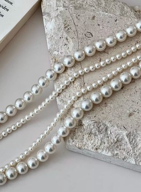 宝藏款 小灯泡质感的强光泽多变正圆4+8mm双层珍珠项链锁骨毛衣链
