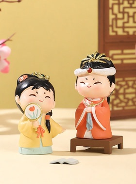 国潮红楼梦桌面摆件家居装饰品创意宝玉黛玉公仔古风手办文创礼物
