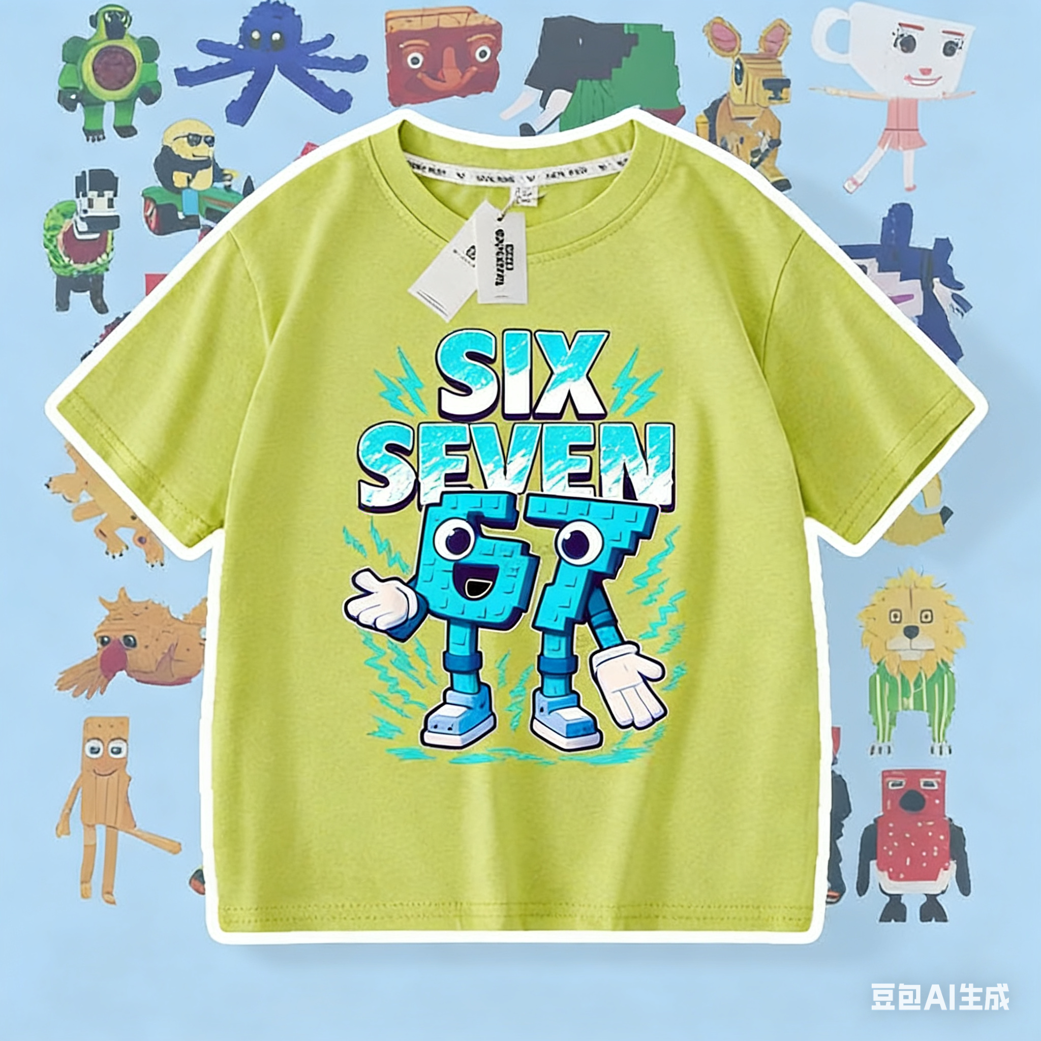 跨境游戏Steal a Brainrot 67号偷走脑红山海经短袖T恤男女童上衣,淘宝优惠券,粉丝福利购,淘宝优惠卷