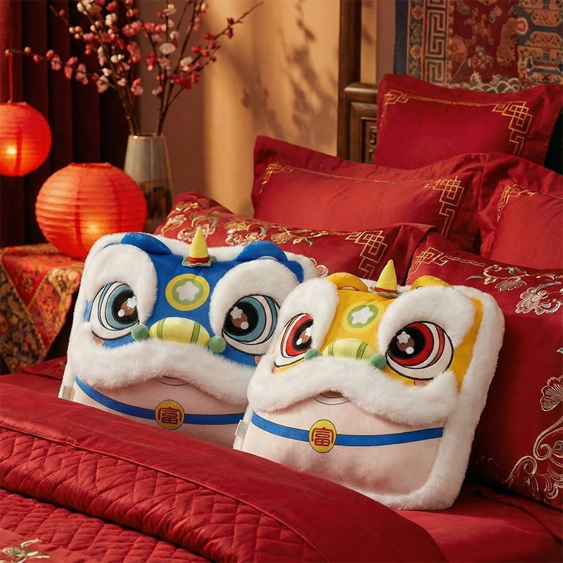 2026国潮醒狮抱枕公仔客厅沙发靠垫马年吉祥物抱枕毯子二合一定制,淘宝优惠券,粉丝福利购,淘宝优惠卷