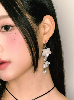1P STUDIO原创设计 耳畔花园 珍珠花朵垂落耳环耳钉 earrings配饰