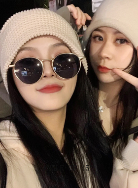 防紫外线圆形男女显脸小墨镜女