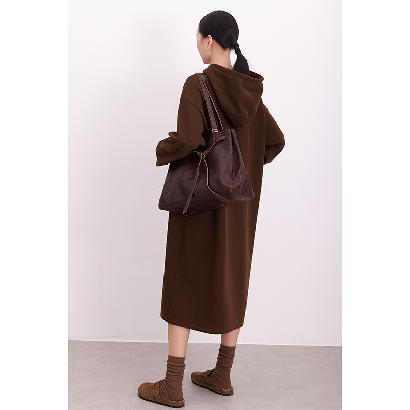 连帽加绒卫衣连衣裙女士长袖酒红色秋冬运动休闲过膝长款打底外穿,淘宝优惠券,粉丝福利购,淘宝优惠卷