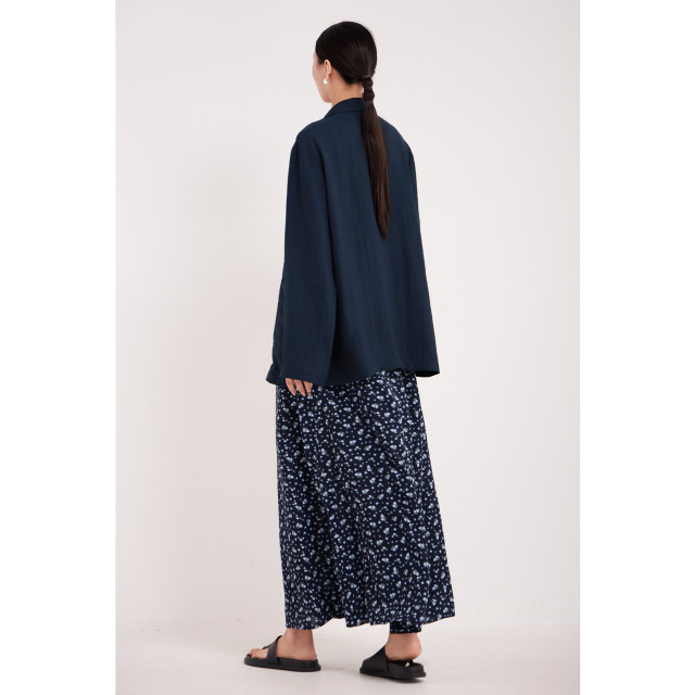 CR old money style navy blue loose blazer ບາງໆ