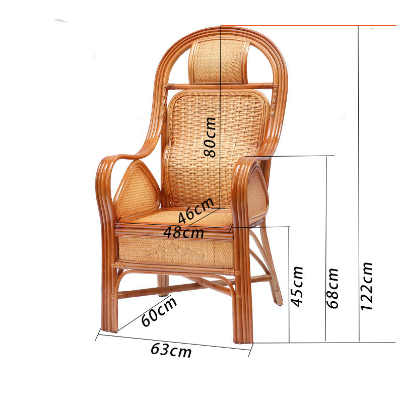 藤椅真藤老人单人休闲护腰高靠背阳台办公座椅藤编户外腾椅子家用 - 图2