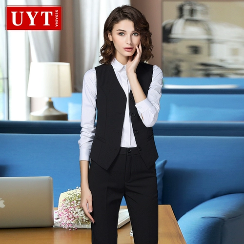 Комплект, осенний демисезонный пиджак классического кроя, жилет для работы, классический костюм