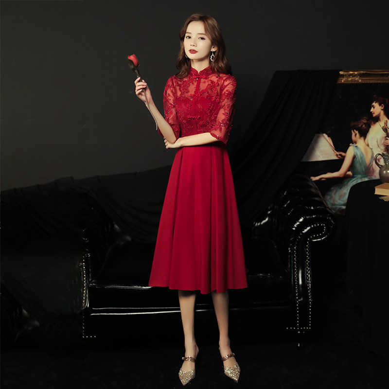 新娘旗袍2020新款中国风红色敬酒服 品莉婚纱礼服/晚装