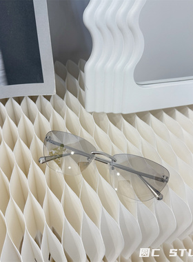 时髦无边框高级感水银色太阳镜潮