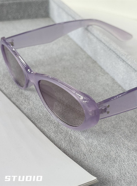 韩版新款白色猫眼椭圆墨镜女小脸辣妹ins拍照高级感防晒太阳镜潮