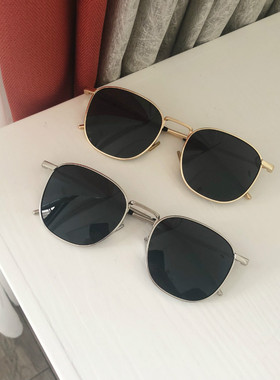 韩国ins新款复古原宿方框墨镜男圆脸百搭偏光情侣太阳镜女网红款