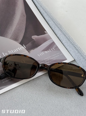 韩版复古椭圆框偏光墨镜防紫外线