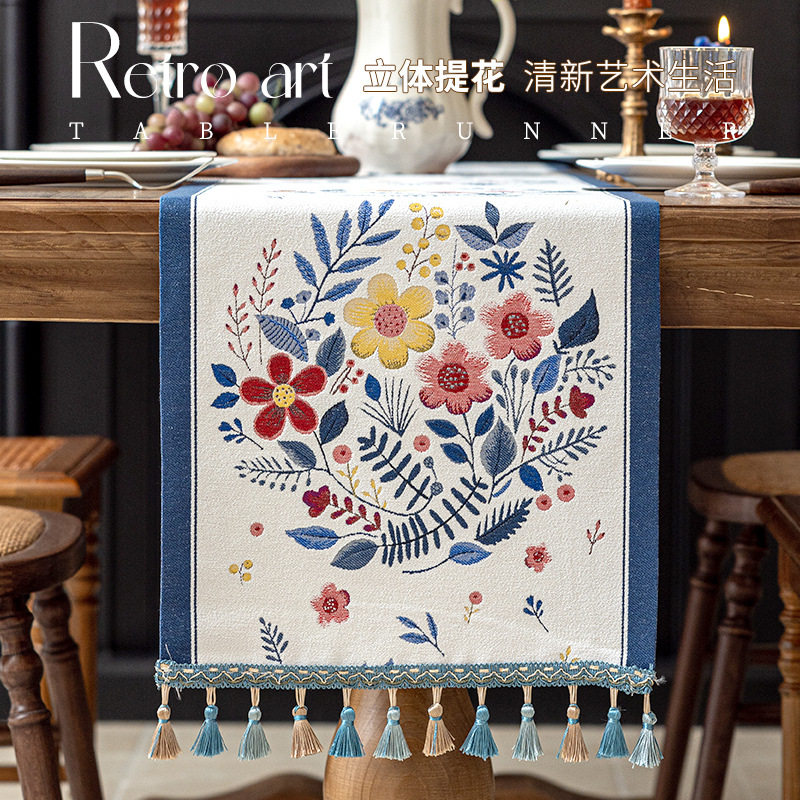 新款流苏桌旗美式复古风茶几巾电视柜长条布餐桌布装饰茶旗盖布巾,淘宝优惠券,粉丝福利购,淘宝优惠卷