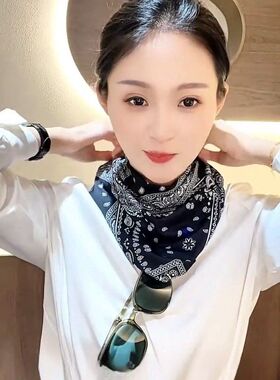 丝巾系脖高级感轻奢风夏季防晒面罩男女通用冰丝面纱抗UV耳挂