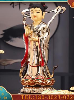 盛凡全铜鎏金善财童子龙女佛像金童玉女良女观音菩萨佛像摆件包邮