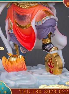 16英寸汉白玉彩绘《王灵官神像摆件》火车灵官王元帅雕像