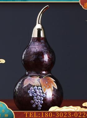 葫芦摆件铜葫芦摆件开盖手绘八仙葫芦书房客厅开业风水镇宅吉祥物