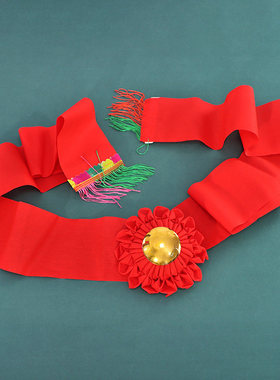 花球大红色布号银镜供佛