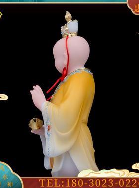 12/16英寸汉白玉左右童子道童神像像摆件招财进宝童子家用