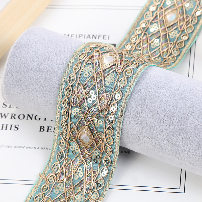 白色傣族服装花边辅料 刺绣菱形亮片织带手工diy服装领口配饰花边,淘宝优惠券,粉丝福利购,淘宝优惠卷